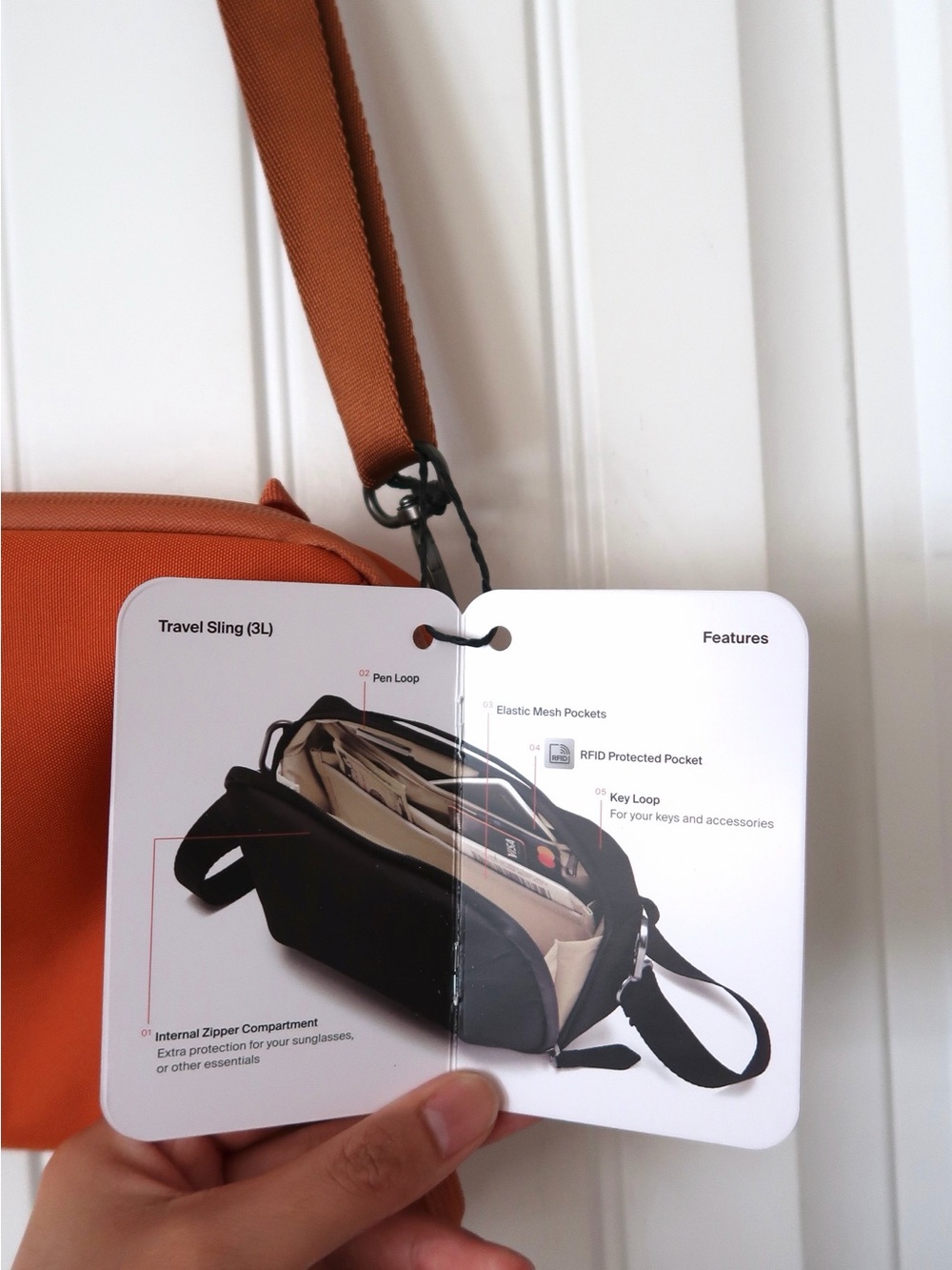 NWT Orbitkey Travel Sling 3L Terracotta Unisex Crossbody Bag - Picture 5 of 11